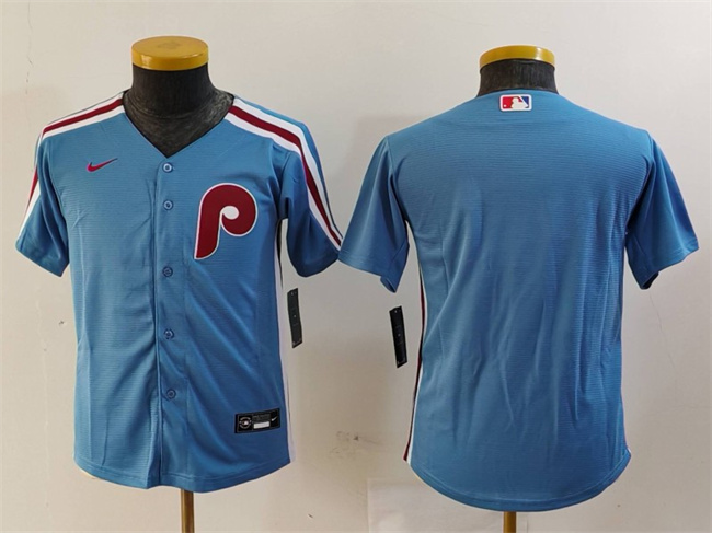 Youth Philadelphia Phillies Blank Blue Cool Base Stitched Baseball Jersey